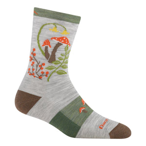 Darn Tough Womens Mellow Mushrooms Micro Crew Lightweight with Cushion Hiking Socks  -  Small / Ash