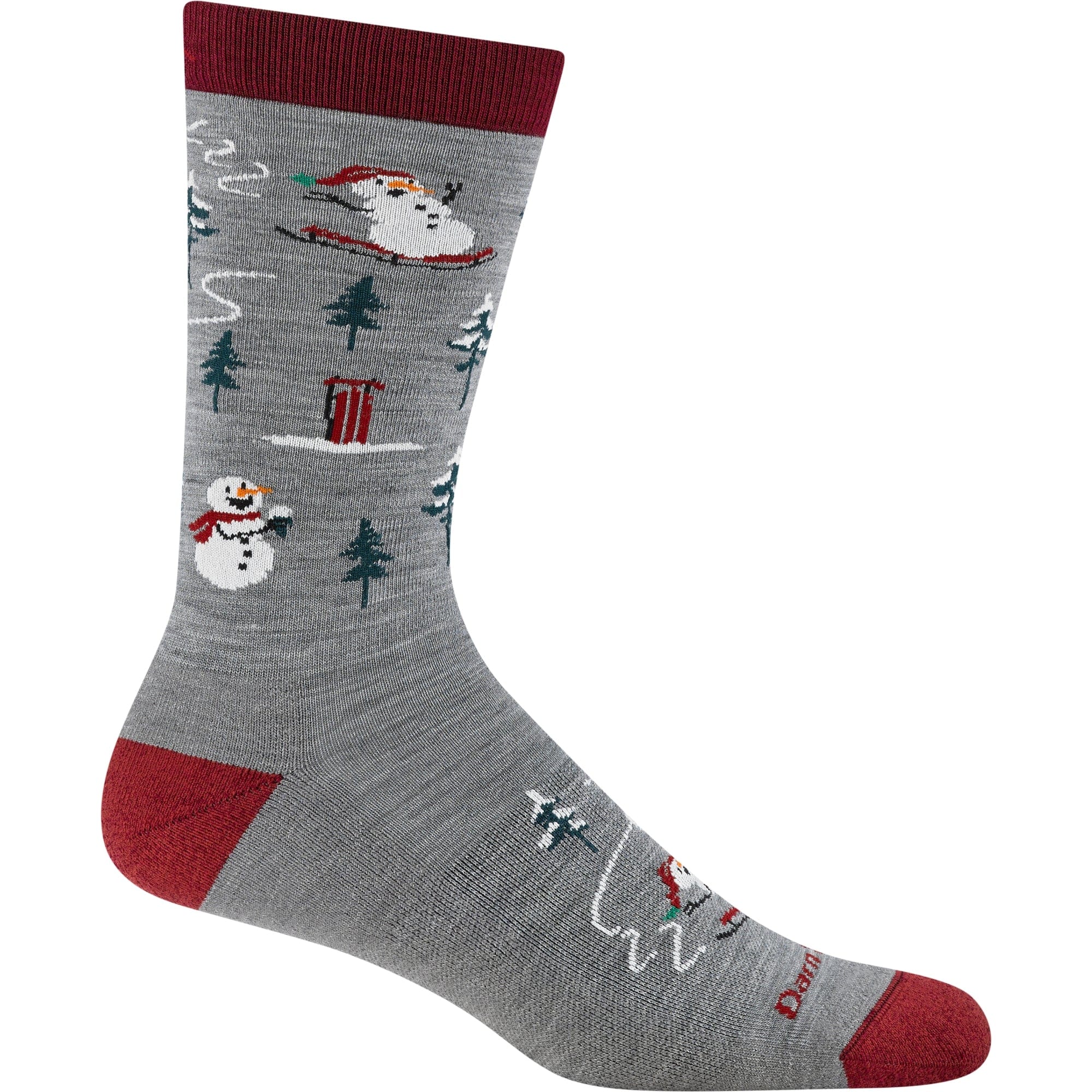 Darn Tough Mens Sled Head Crew Lightweight Lifestyle Socks  -  Small / Gray