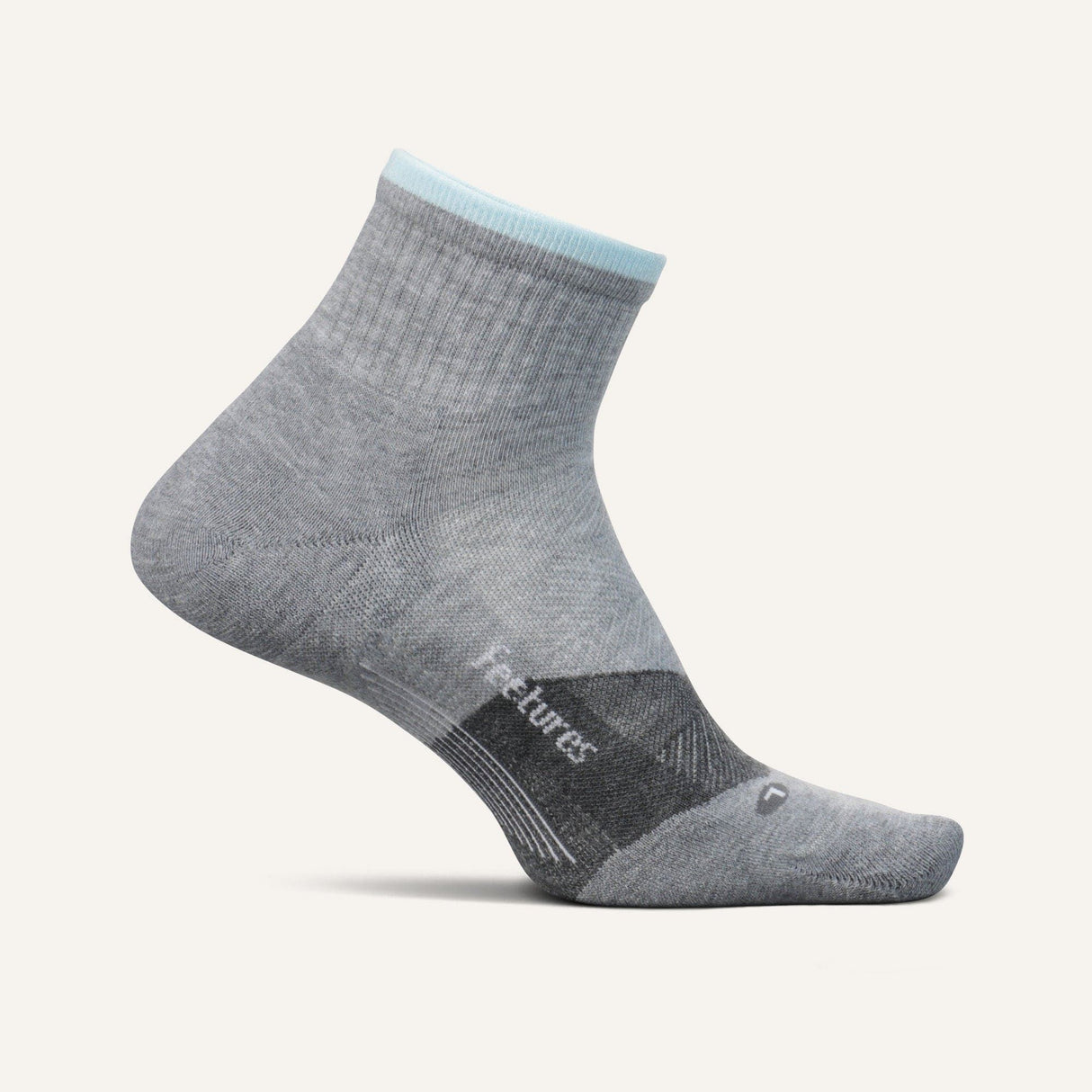 Feetures Elite Trail Max Cushion Quarter Socks  -  Small / Light Gray