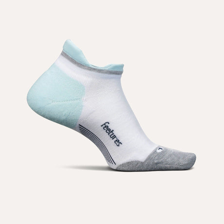 Feetures Elite Max Cushion No Show Tab Socks  -  Small / White Sky