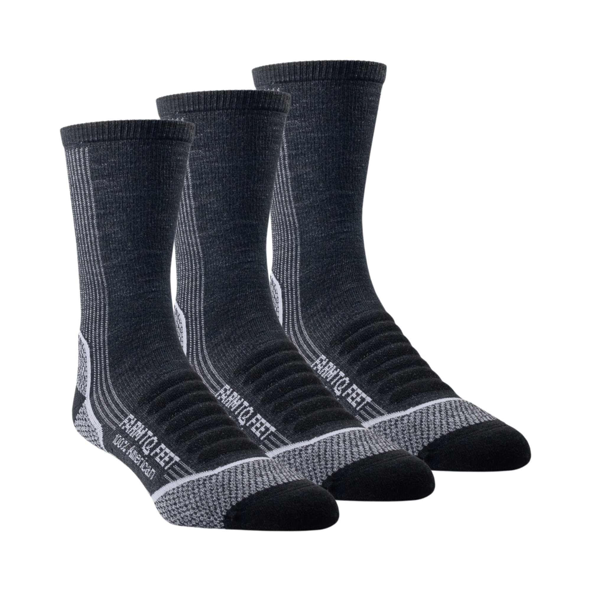 Farm to Feet Damascus Light Cushion 3/4 Crew Hiking 3-Pack Socks  -  Small / Black/Thistle