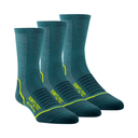 Farm to Feet Damascus Light Cushion 3/4 Crew Hiking 3-Pack Socks  -  Small / Meriterranea