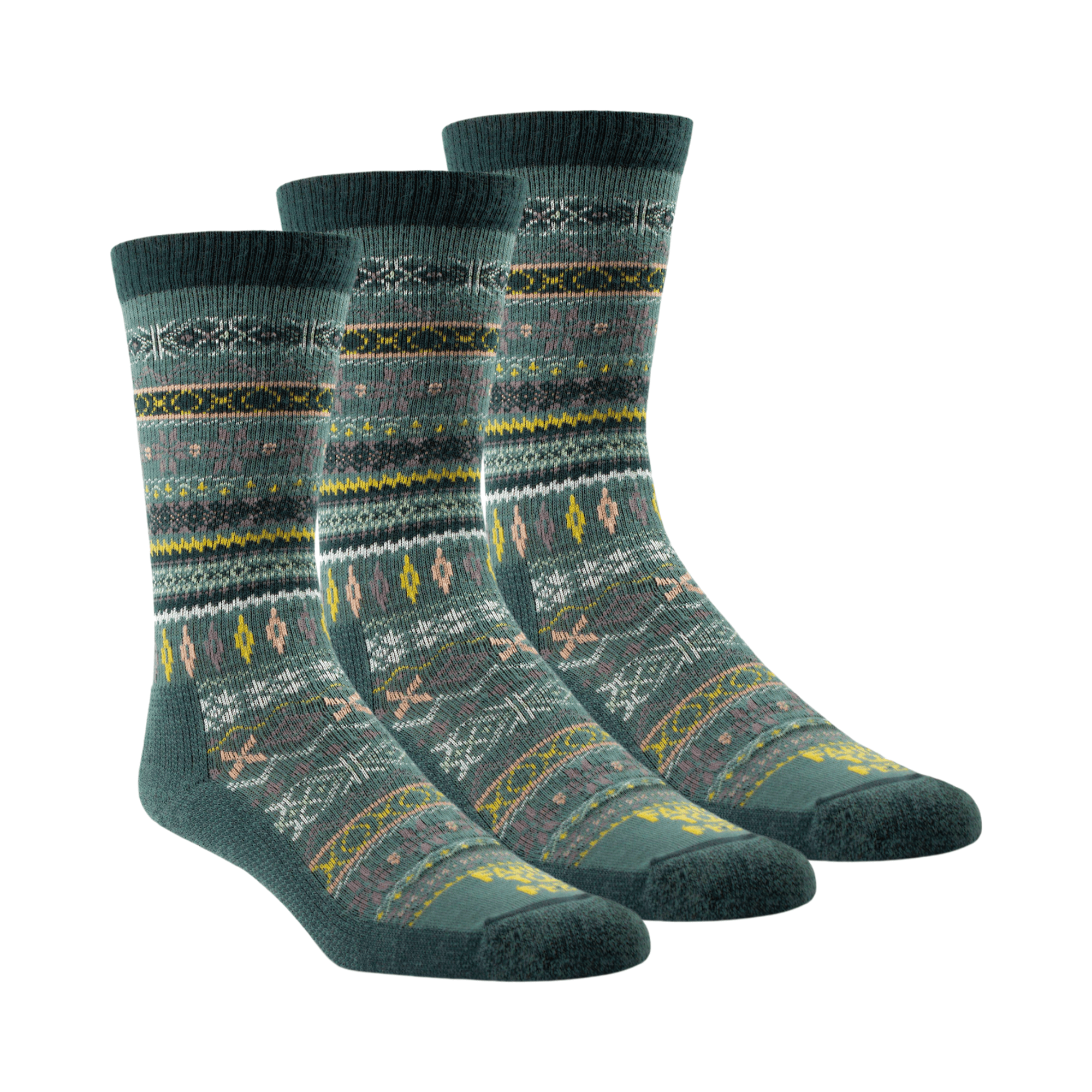 Farm to Feet Womens Hamilton Fair Isle Crew 3-Pack Socks  -  Small / Green Gables