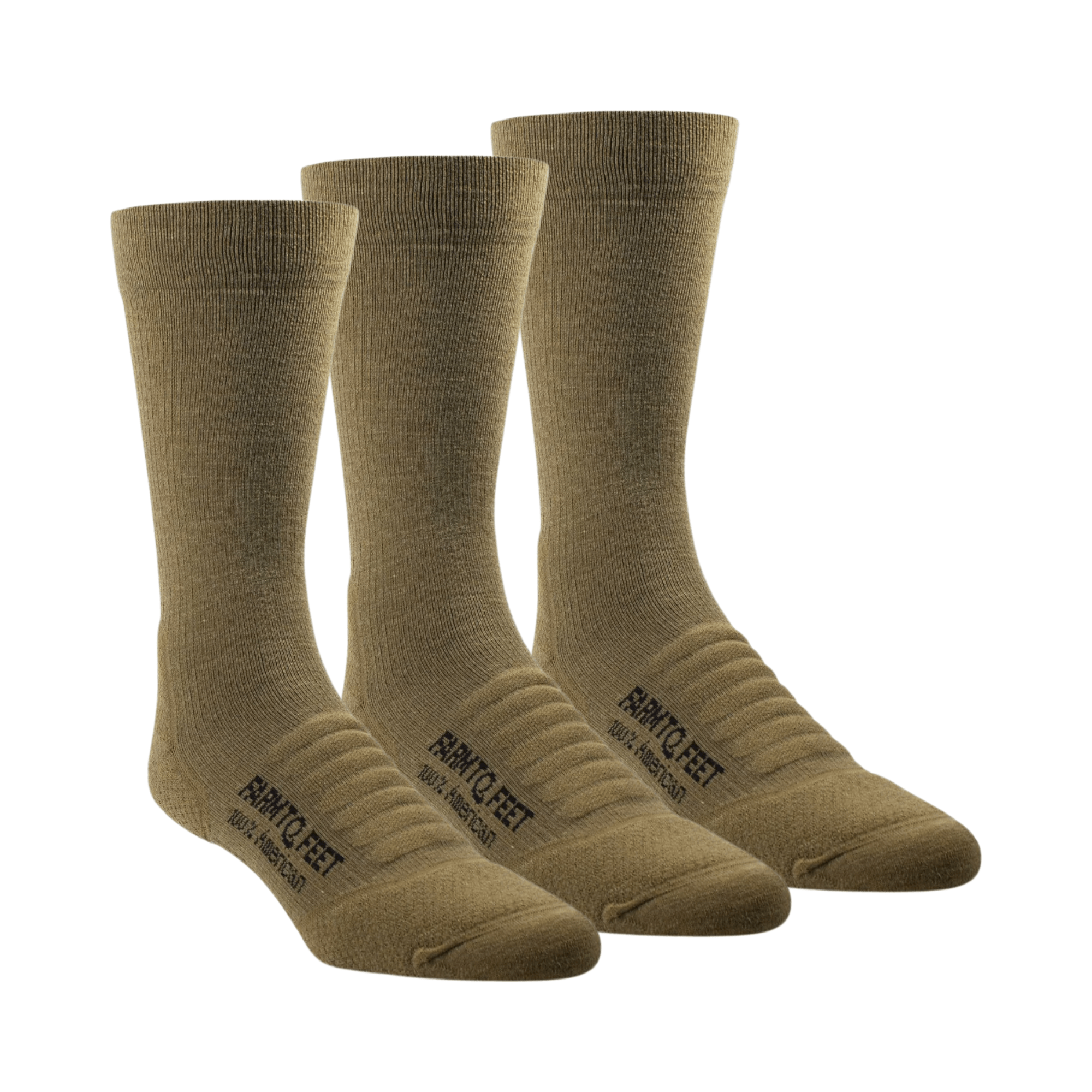 Farm to Feet Fayetteville Extended Crew Tactical 3-Pack Socks  -  Small / Coyote Brown