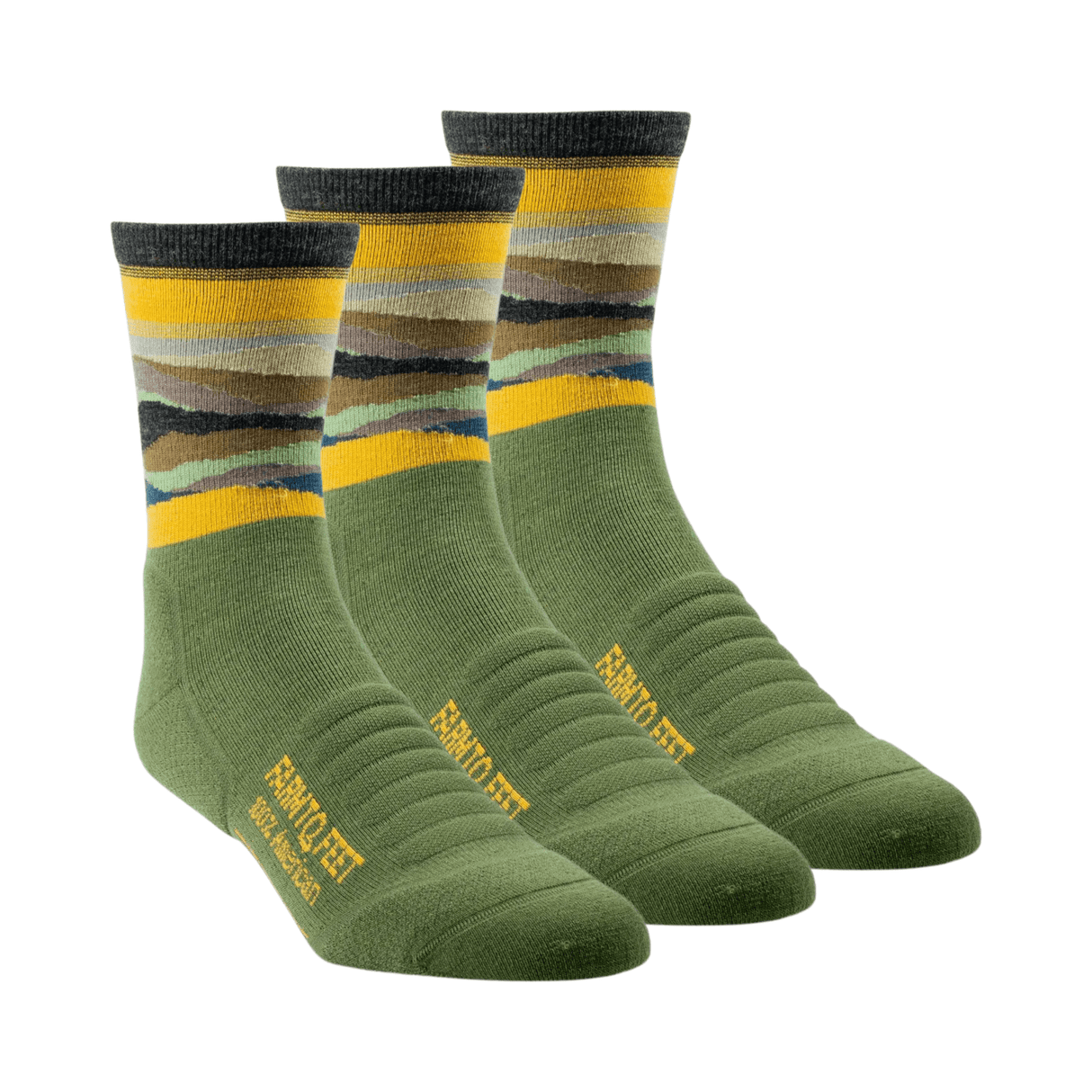 Farm to Feet Max Patch Lightweight 3/4 Crew 3-Pack Socks  -  Medium / Winter Moss