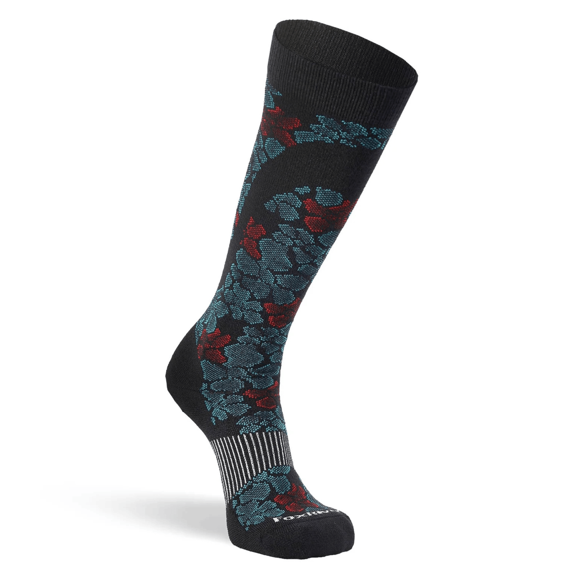 Fox River Womens Flower Power Ultra-Lightweight OTC Ski and Snowboard Socks  -  Small / Ocean Depths