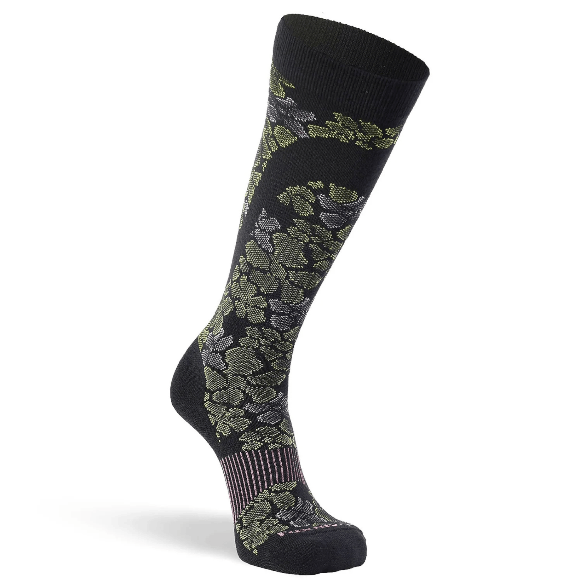 Fox River Womens Flower Power Ultra-Lightweight OTC Ski and Snowboard Socks  -  Medium / Fresh Lime