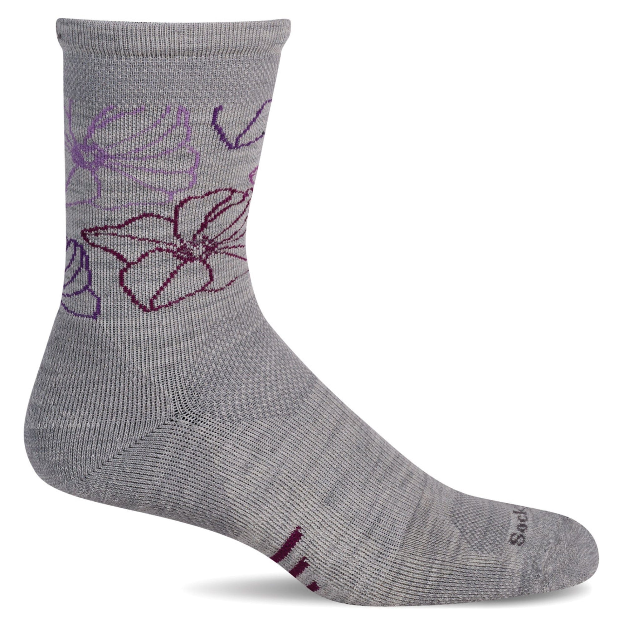Sockwell Womens Petal Power Moderate Compression Crew Socks  -  Small/Medium / Ash