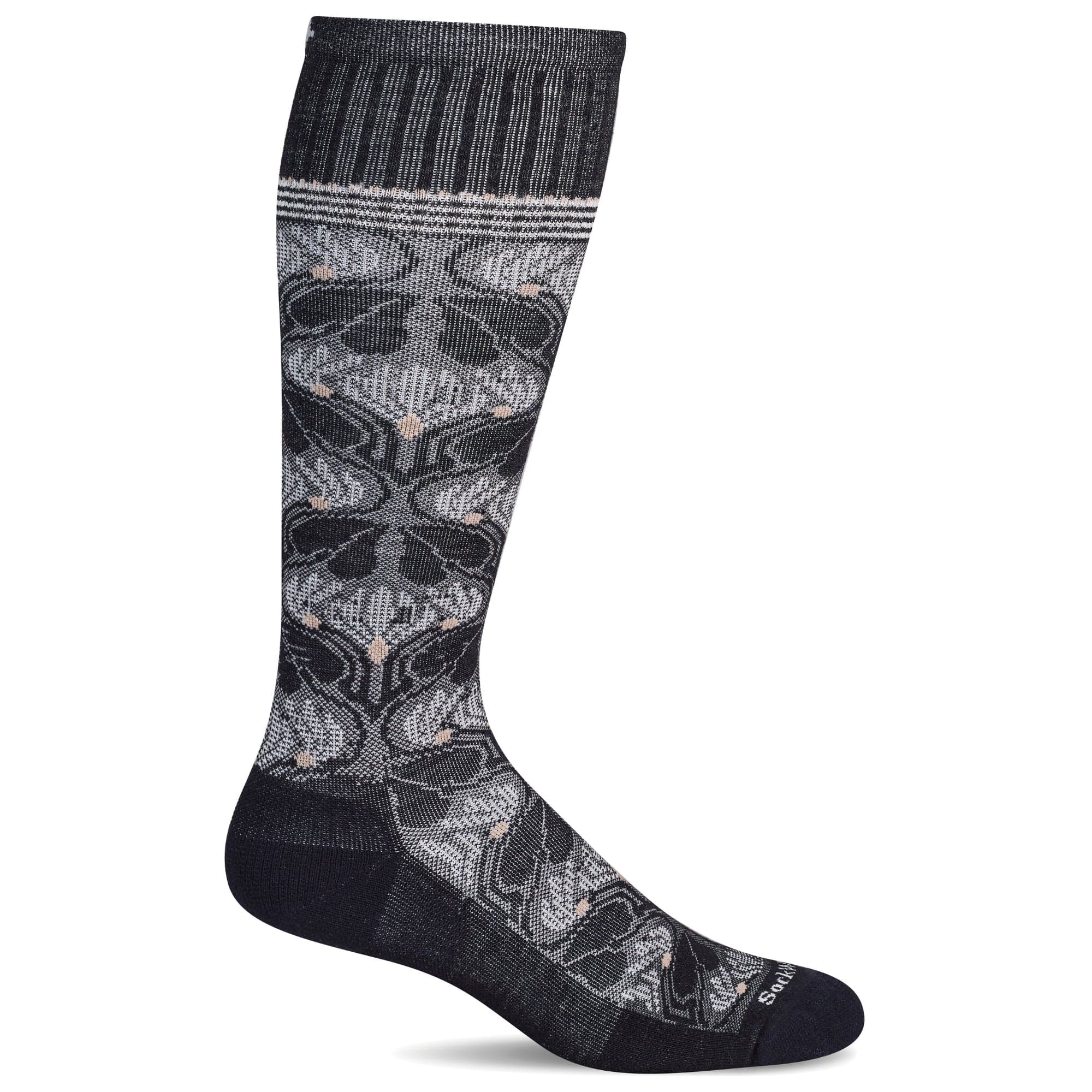 Sockwell Womens Floral Tapestry Moderate Compression Socks  -  Small/Medium / Black