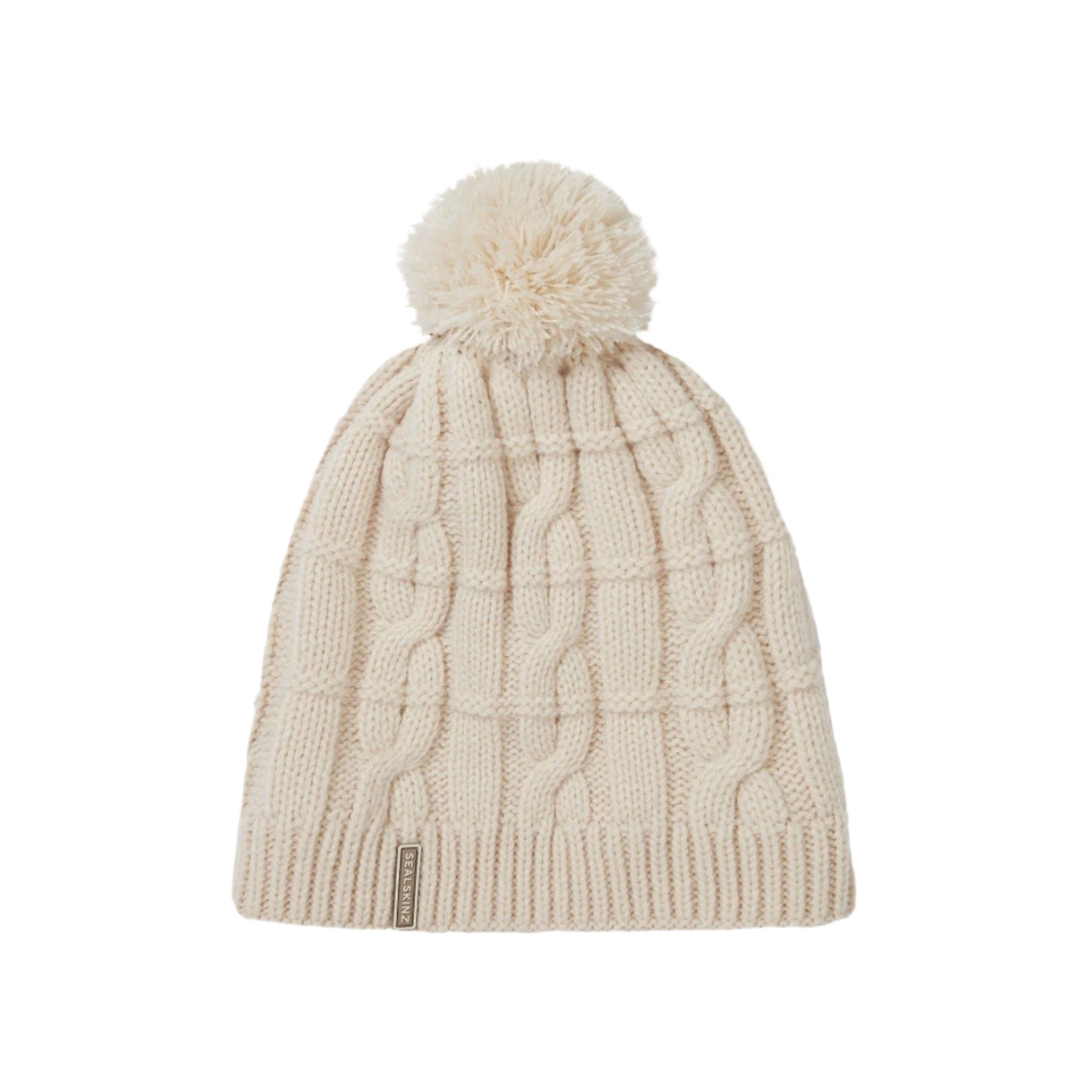 Sealskinz Hemsby Waterproof Cold Weather Cable Knit Bobble Hat  -  Small/Medium / Cream