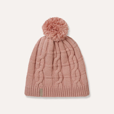 Sealskinz Hemsby Waterproof Cold Weather Cable Knit Bobble Hat  -  Small/Medium / Pink