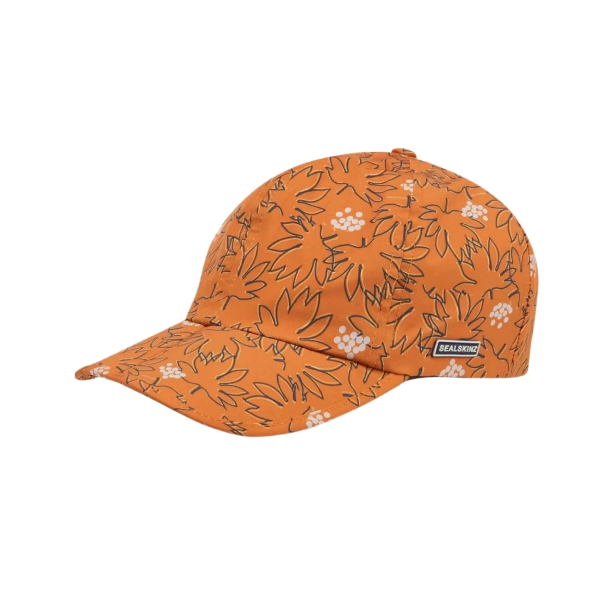 Sealskinz Houghton Waterproof All Weather Foldable Peak Leaf Print Cap  -  One Size Fits Most / Orange