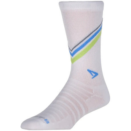 Drymax Hyper Thin Running Crew Socks  -  Small / White w/Lime/Sky Blue/Dark Gray Stripes