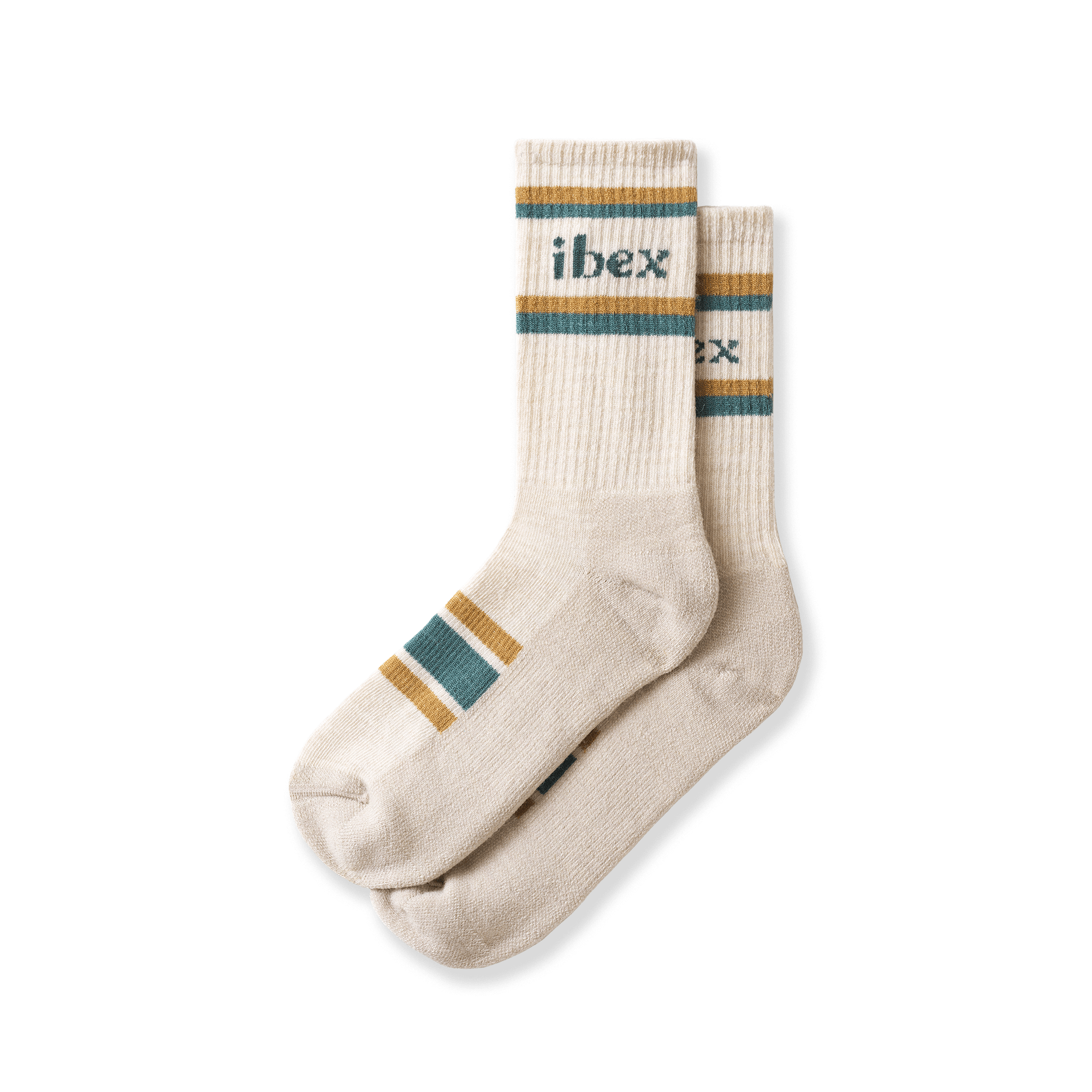 Ibex Lightweight Hiking Socks  -  Small / Cream/Green/Cork