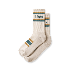 Ibex Lightweight Hiking Socks  -  Small / Cream/Green/Cork