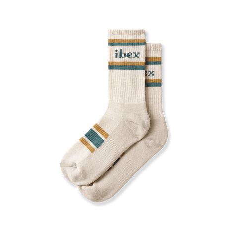 Ibex Lightweight Hiking Socks  -  Small / Cream/Green/Cork