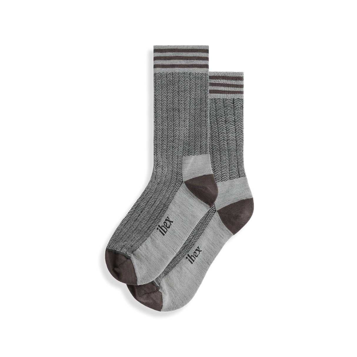 Ibex Nomad Herringbone Crew Socks  -  Small / Desert Tan/Turkish Coffee