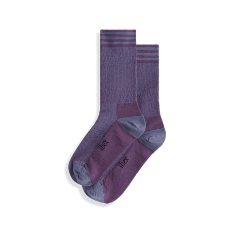 Ibex Nomad Herringbone Crew Socks  -  Small / Dewberry/Rabbit/Black