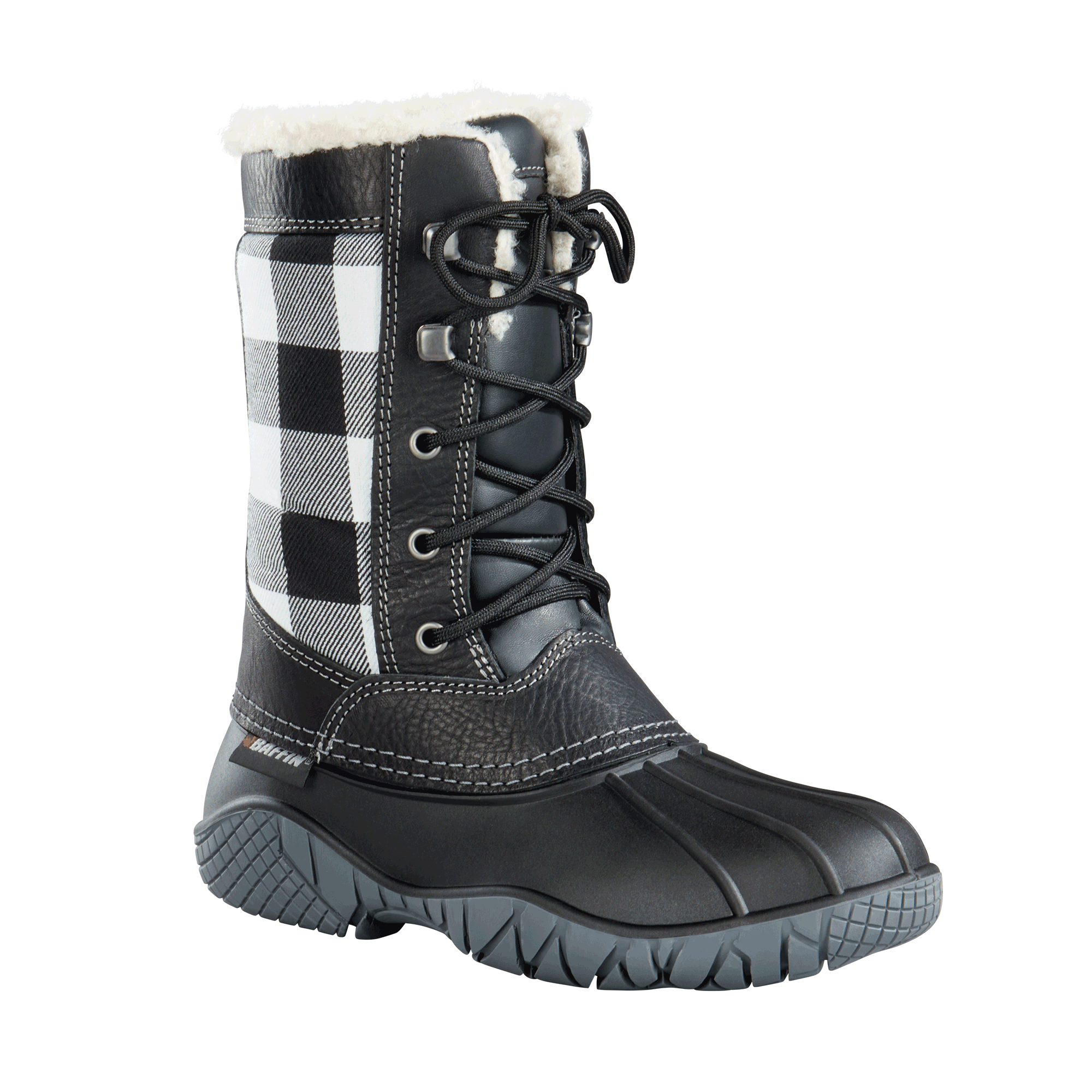 Baffin Womens Jasper Winter Boots  -  6 / White/Black Plaid