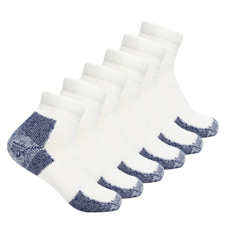 Thorlo Running Foot Protection Heavy Cushion Mini Crew 3-Pack Socks  -  Large / White/Navy / 6-Pair Pack