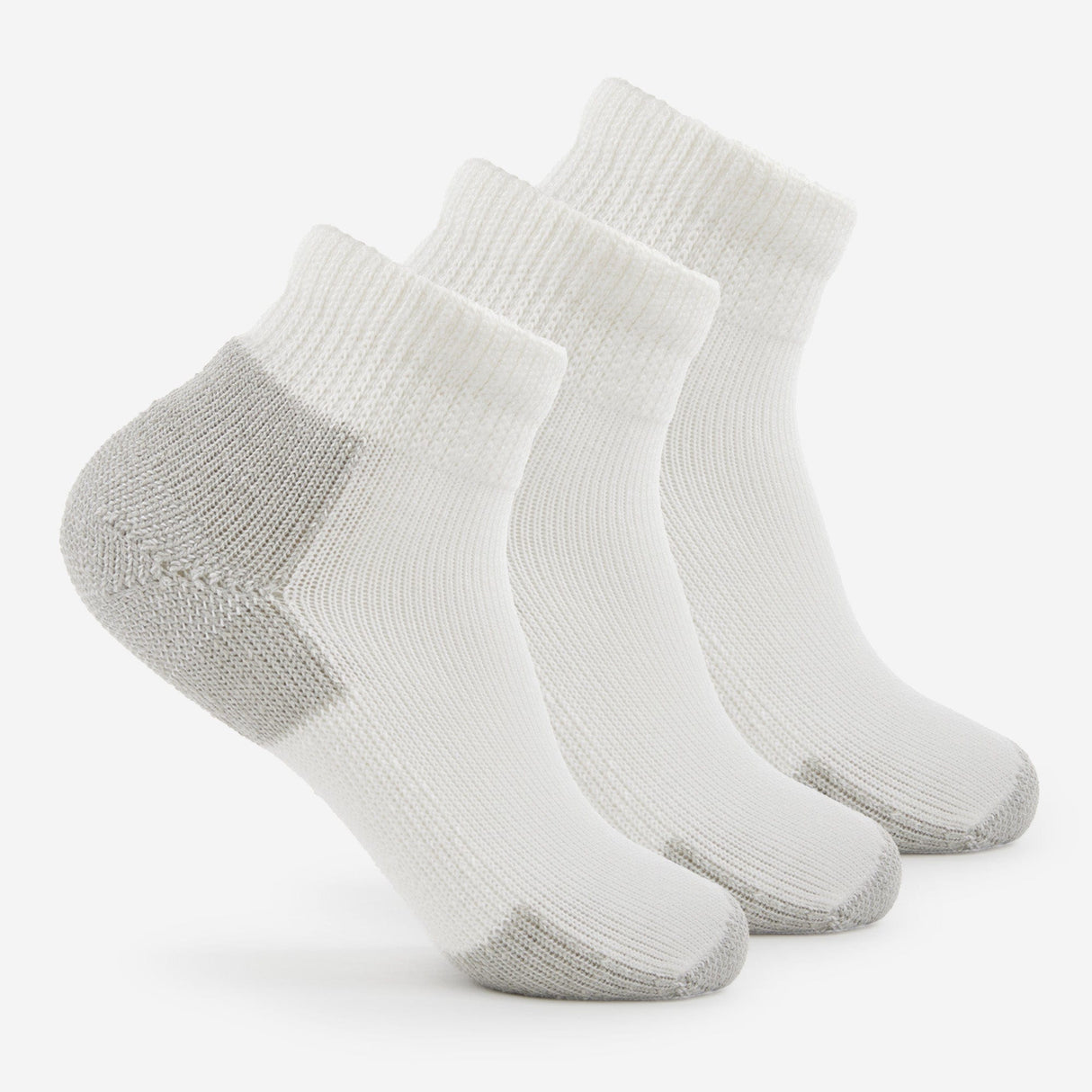 Thorlo Running Foot Protection Heavy Cushion Mini Crew Socks  -  Medium / White/Platinum / 3-Pair Pack