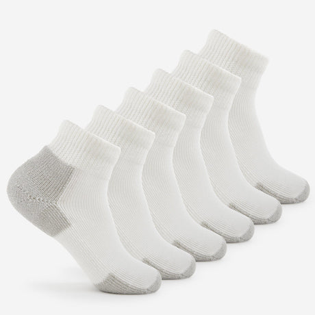 Thorlo Running Foot Protection Heavy Cushion Mini Crew 6-Pack Socks  -  Medium / White/Platinum