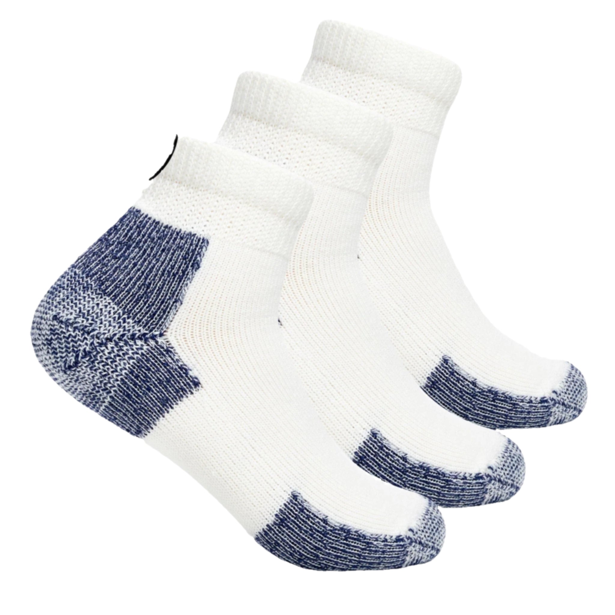 Thorlo Running Foot Protection Heavy Cushion Mini Crew 3-Pack Socks  -  Large / White/Navy