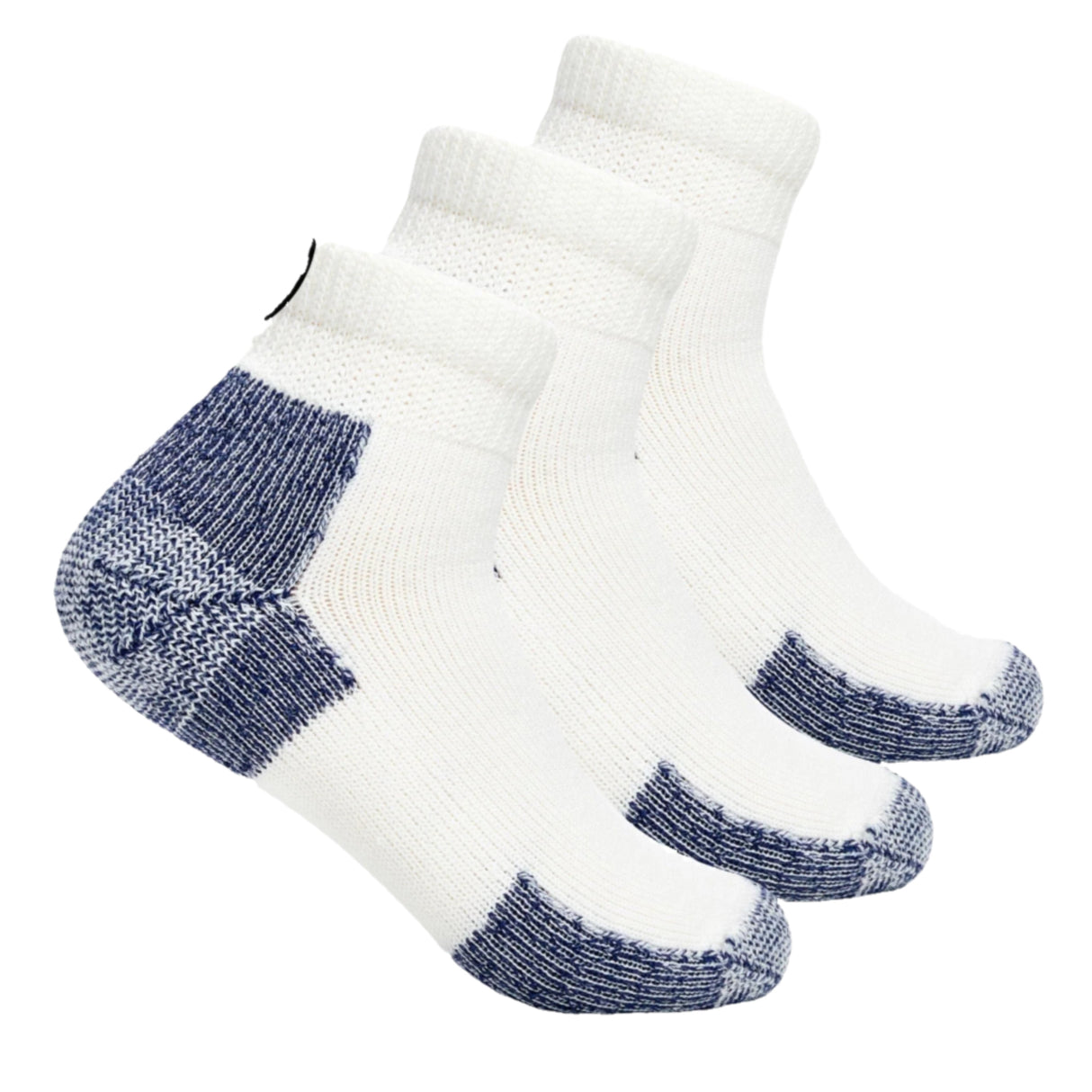 Thorlo Running Foot Protection Heavy Cushion Mini Crew Socks  -  Large / White/Navy / 3-Pair Pack