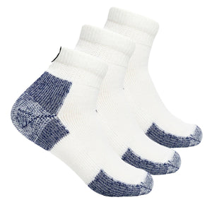 Thorlo Running Foot Protection Heavy Cushion Mini Crew Socks  -  Large / White/Navy / 3-Pair Pack