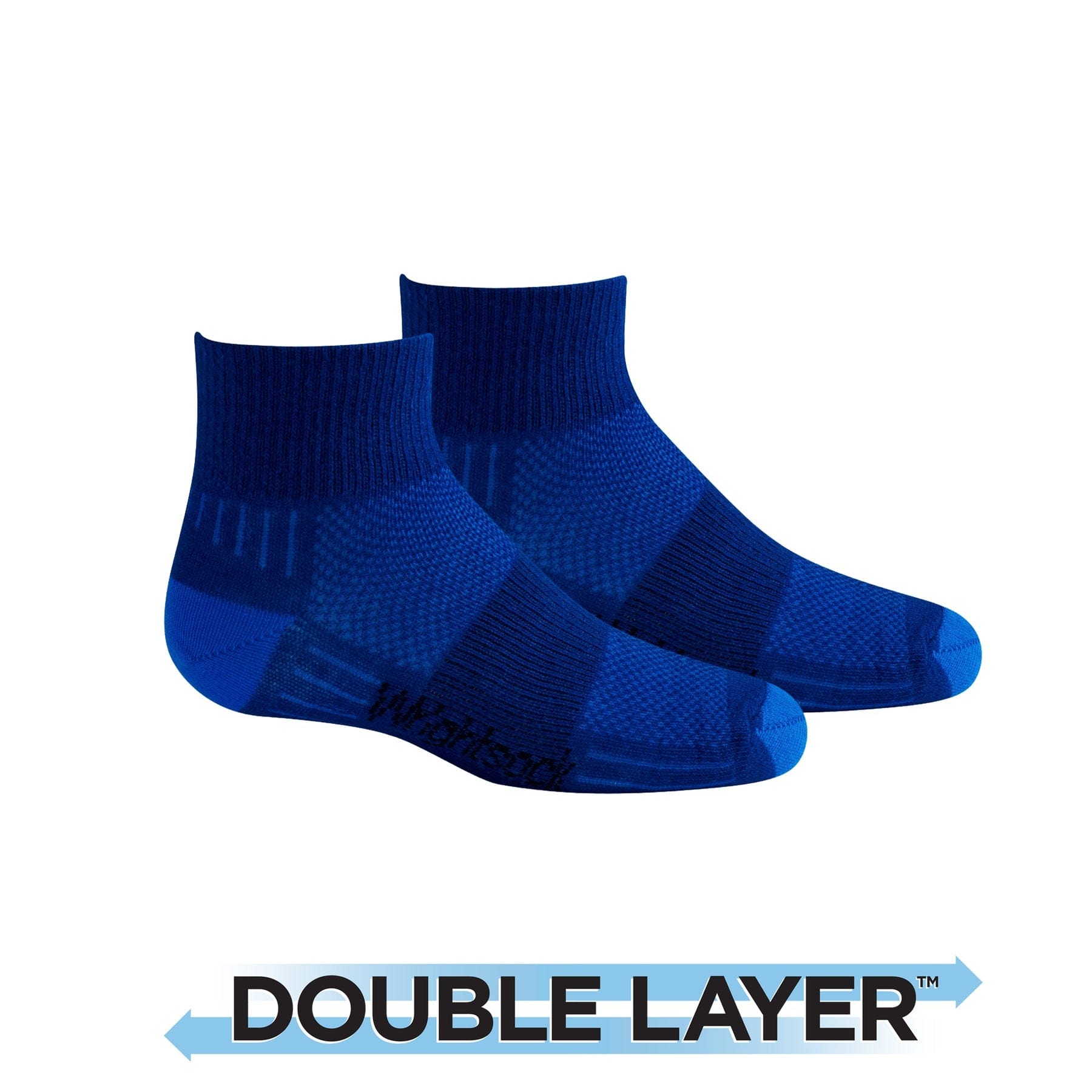 Wrightsock Kids Double-Layer Coolmesh II Lightweight Quarter Socks  -  X-Small / Royal