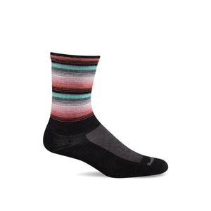 Sockwell Womens Desert Stripe Essential Comfort Crew Socks  -  Small/Medium / Black