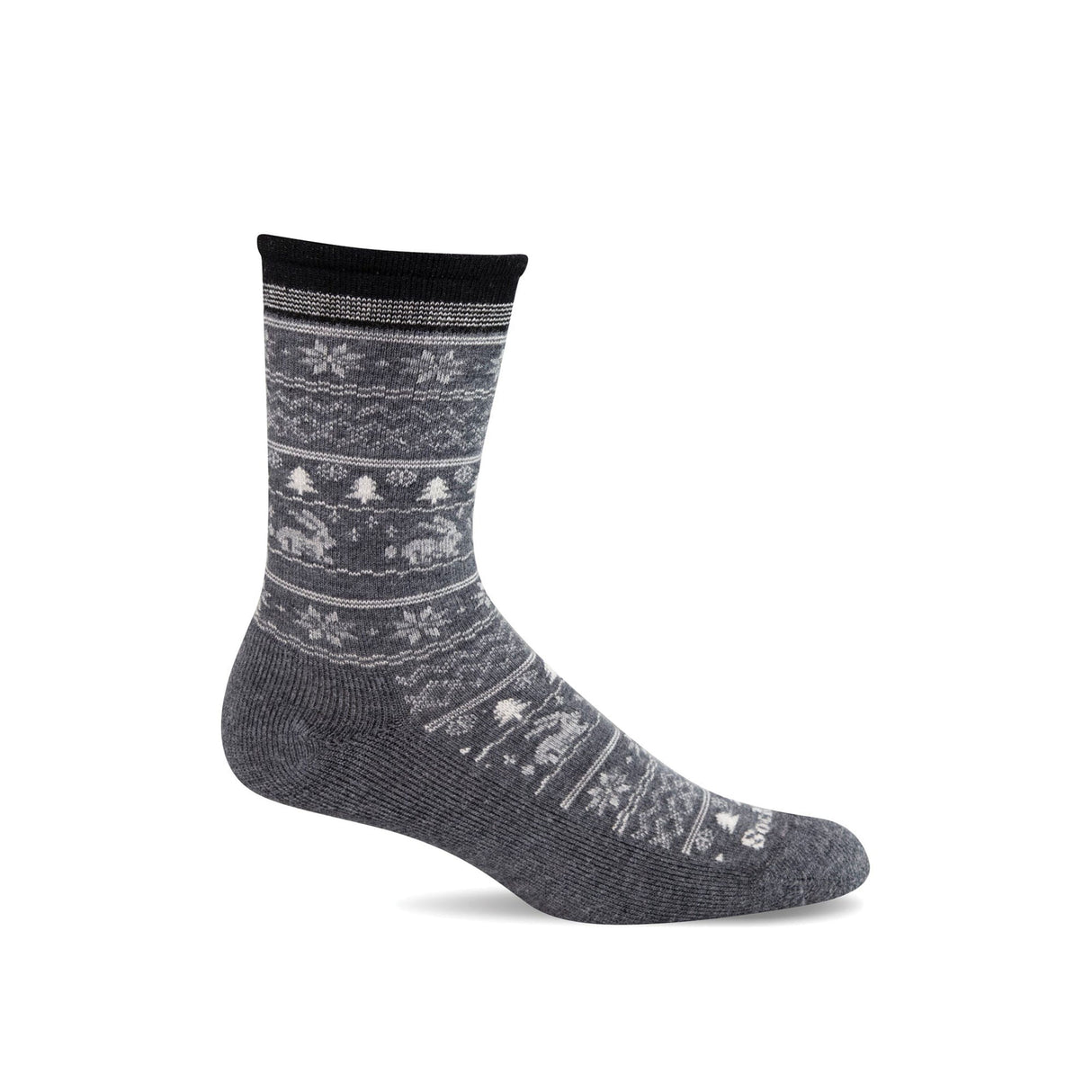 Sockwell Womens Folksy Fairisle Essential Comfort Crew Socks  -  Small/Medium / Charcoal