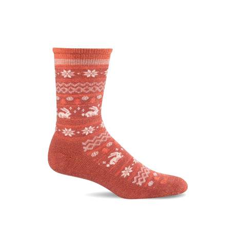 Sockwell Womens Folksy Fairisle Essential Comfort Crew Socks  -  Small/Medium / Red Rock