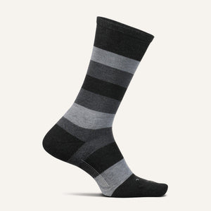 Feetures Mens Everyday Max Cushion Crew Socks  -  Medium / Primary Stripe Gray