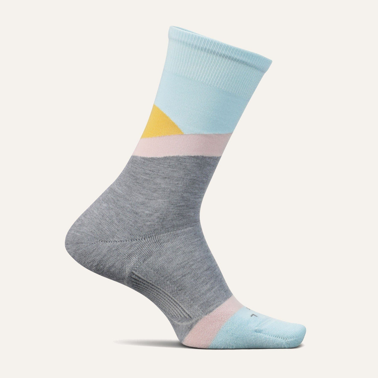 Feetures Womens Everyday Max Cushion Crew Socks  -  Small / Rising Sun Gray