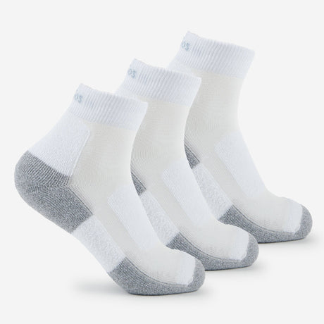 Thorlo Womens Thin Cushion Walking Mini Crew Socks  -  Medium / White/Platinum / 3-Pair Pack