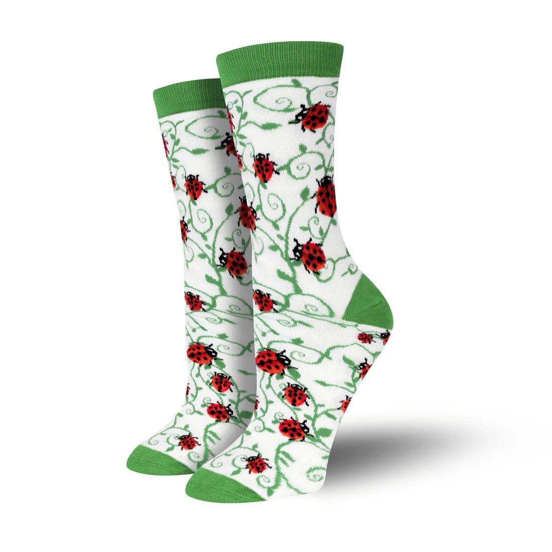 Bambukas Womens Lucky Ladybug Crew Socks  -  One Size Fits Most / Ladybug