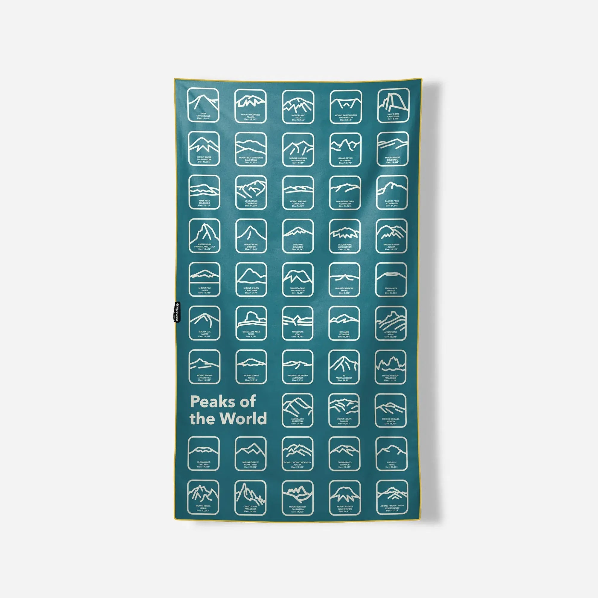 Nomadix Ultralight Towel  -  Peaks of the World - Teal Ocean