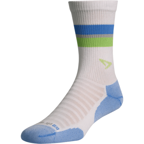 Drymax Running Lite Mesh Crew Socks  -  Small / White w/Skyblue/Gray/Lime Stripes