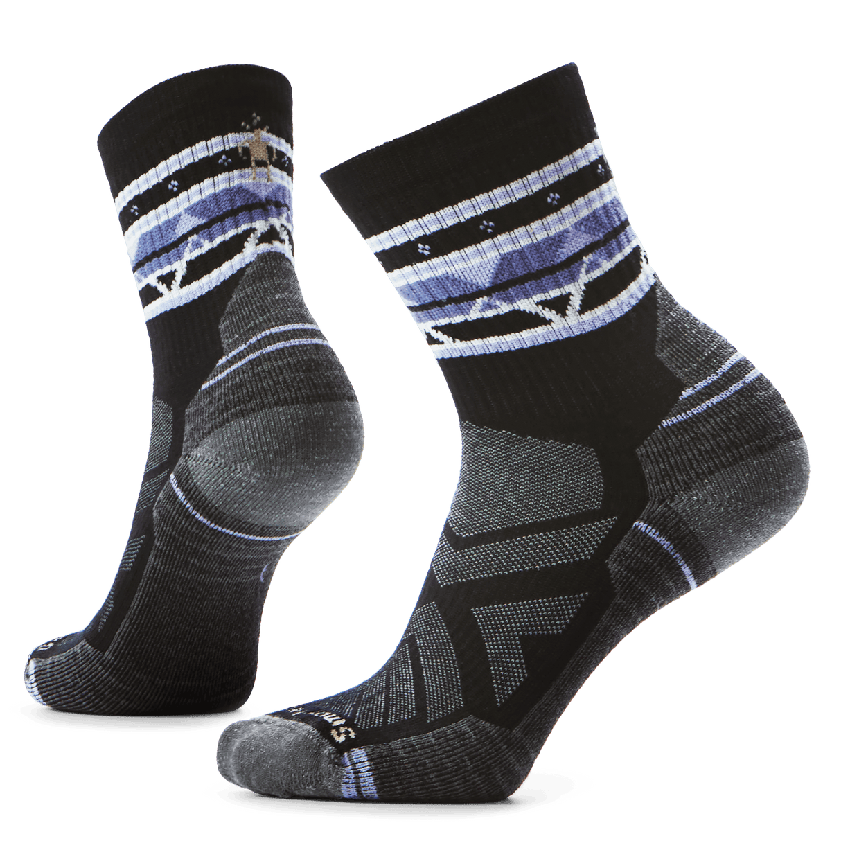 Smartwool Womens Hike Zig Zag Valley Mid Crew Socks  -  Medium / Black