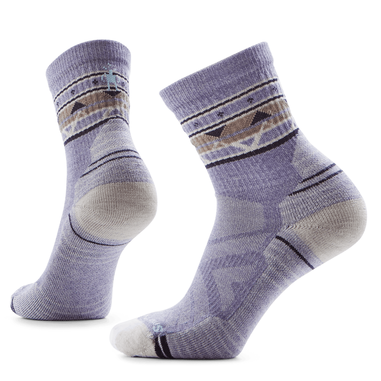 Smartwool Womens Hike Zig Zag Valley Mid Crew Socks  -  Medium / Chalk Violet