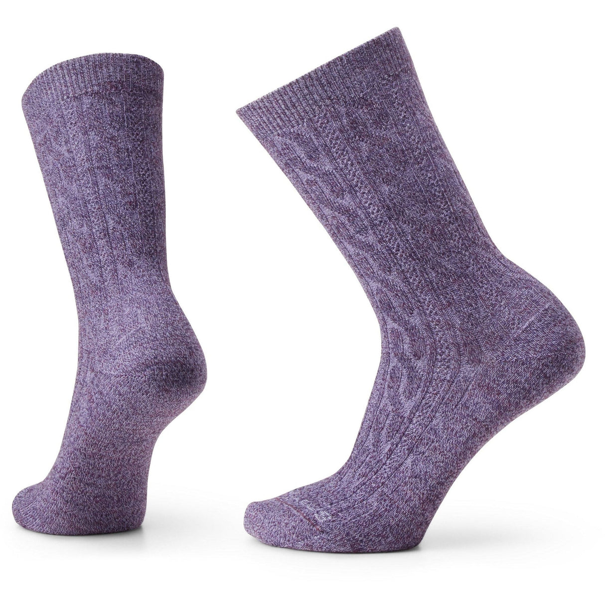 Smartwool Womens Everyday Cable Zero Cushion Crew Socks  -  Small / Ultra Violet/Purple Iris Marl