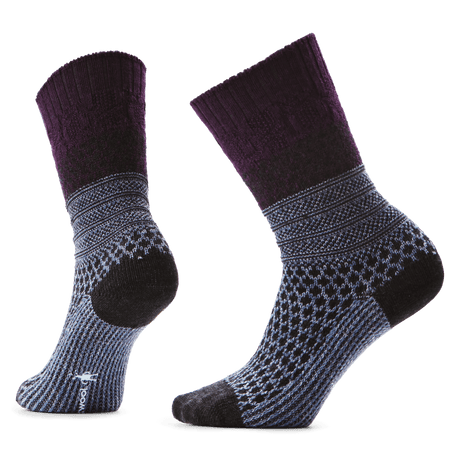 Smartwool Womens Everyday Popcorn Cable Crew Socks  -  Medium / Chalk Violet