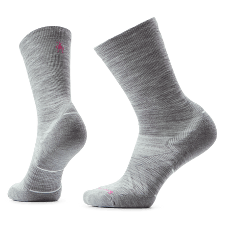 Smartwool Womens Run Cold Weather Targeted Cushion Crew Socks  -  Small / Light Gray/White