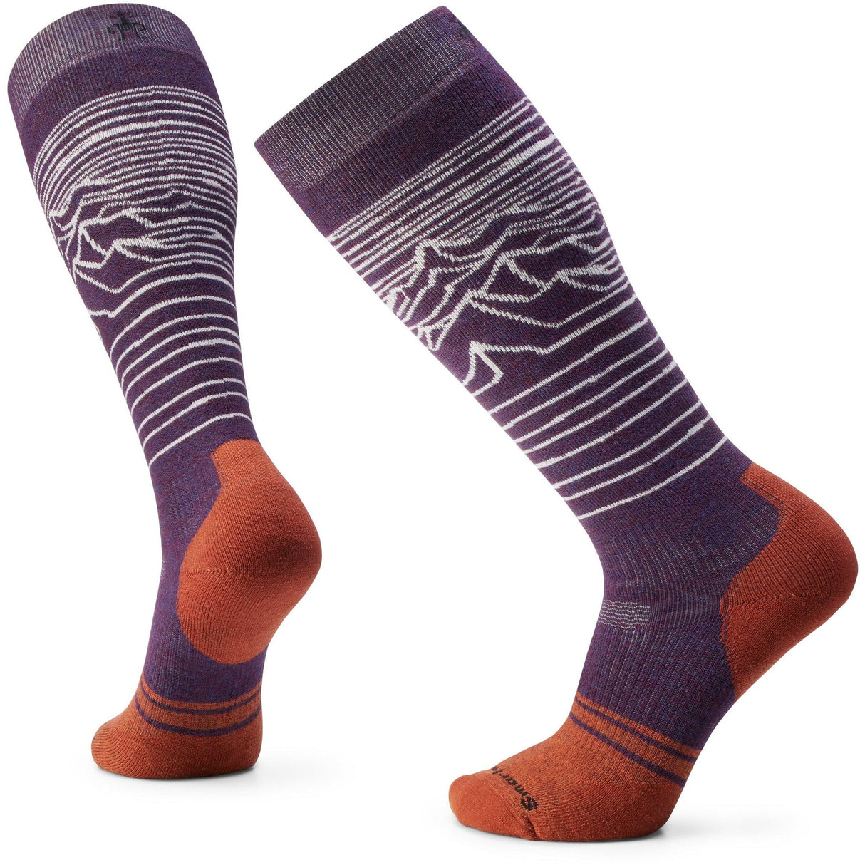 Smartwool Snowboard Full Cushion Iguchi Pattern Over-The-Calf Socks  -  Medium / Purple Iris