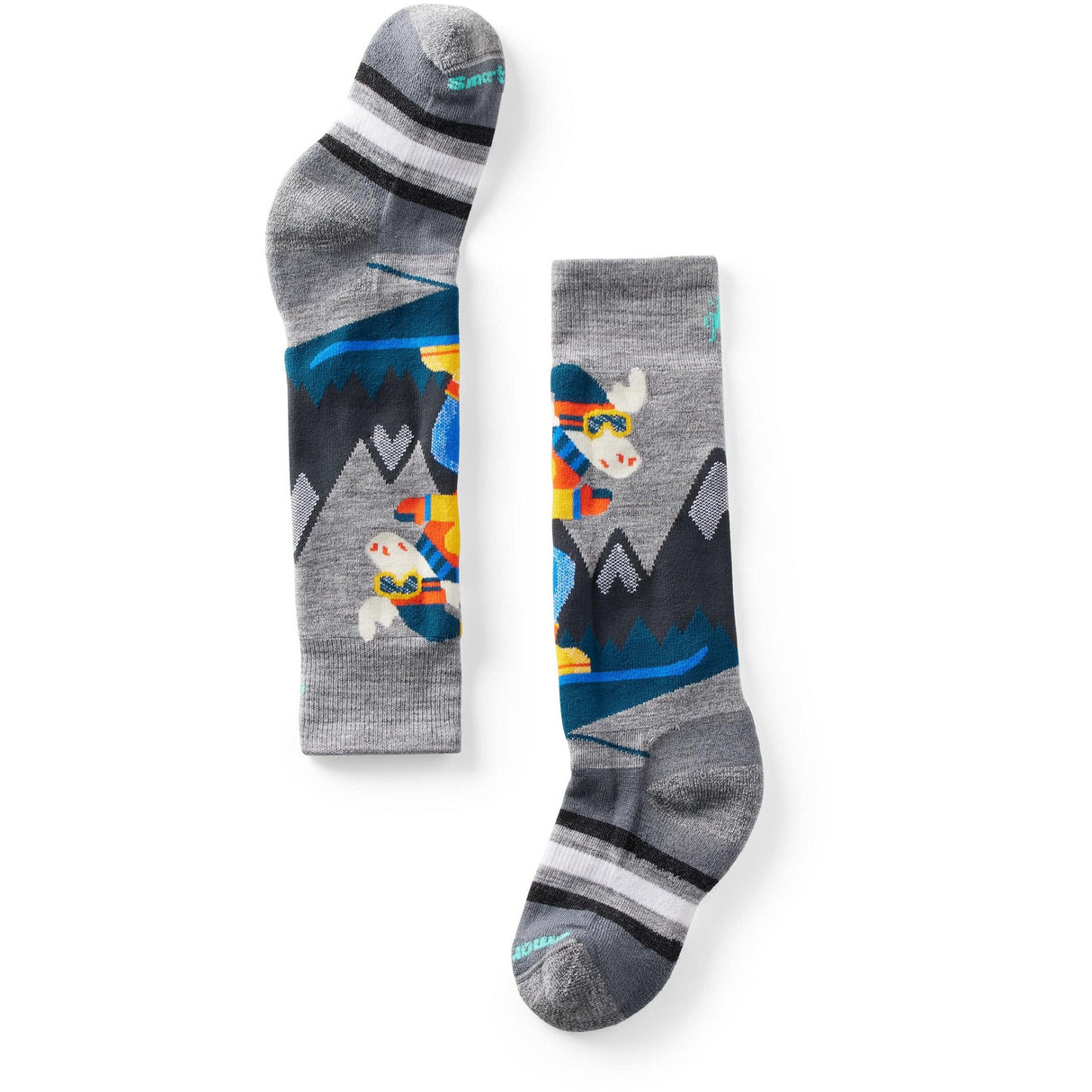 Smartwool Kids Wintersport Full Cushion Mountain Moose Pattern OTC Socks  -  X-Small / Light Gray