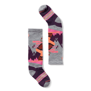 Smartwool Kids Wintersport Full Cushion Mountain Moose Pattern Knee-High Socks  -  Medium / Light Gray/Pink