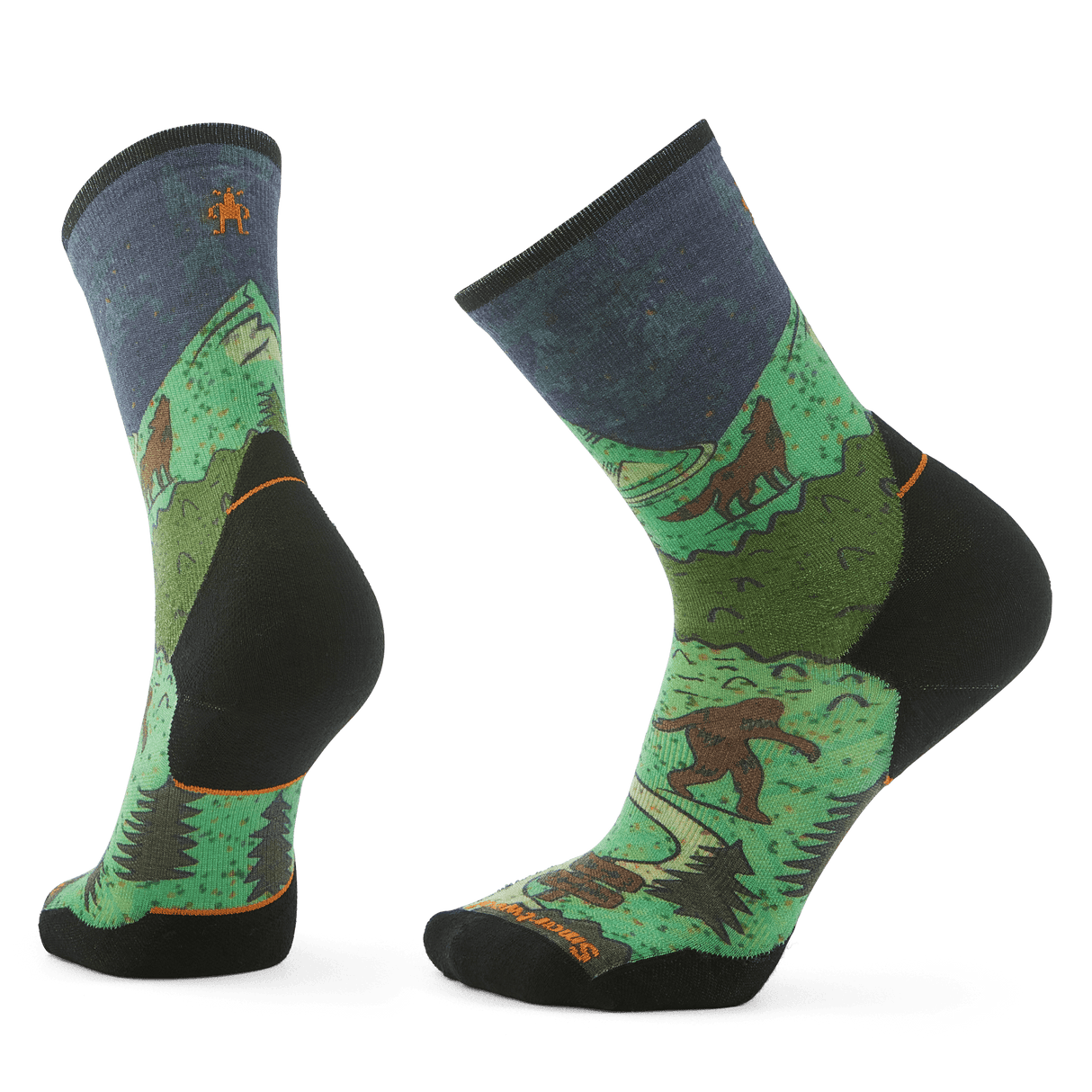 Smartwool Mens Trail Run Targeted Cushion Neature Print Crew Socks  -  Medium / Twilight Blue