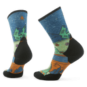 Smartwool Womens Trail Run Targeted Cushion Mountain Print Crew Socks  -  Small / Twilight Blue
