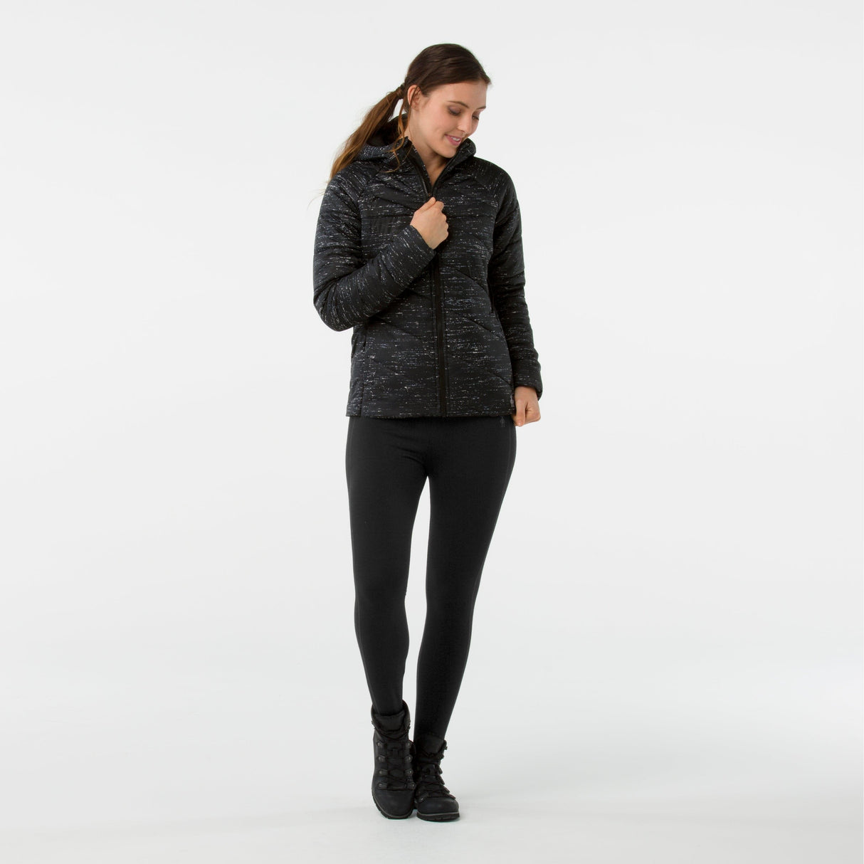 Smartwool Womens Smartloft 150 Hooded Jacket  -  Small / Black/Light Gray